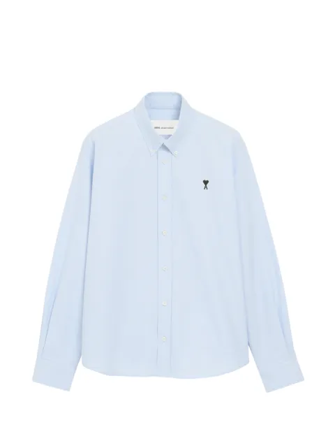 AMI Paris blue cotton shirt with Ami de Coeur Blue E26HSH763CO0031