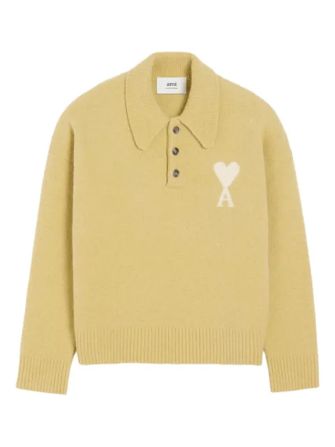 AMI Paris Ami De Coeur long-sleeved polo shirt Yellow H25UPL408KN0135
