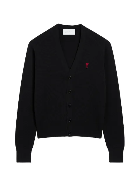 AMI Paris Ami de Coeur V-neck cardigan Black H26HKC361001