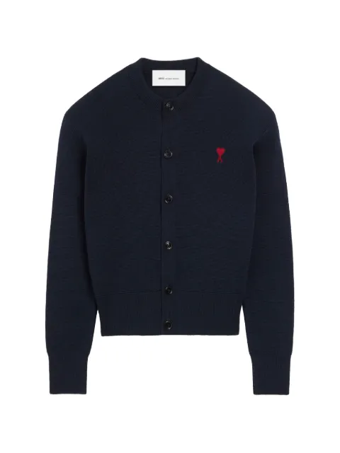 AMI Paris Ami De Coeur wool cardigan Blue H26FKC361001