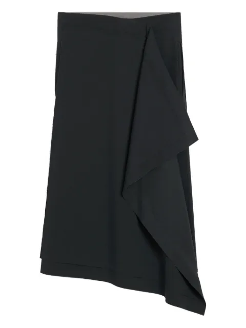 AMI Paris wrap asymmetrical wool midi skirt Black FSK430WV0067