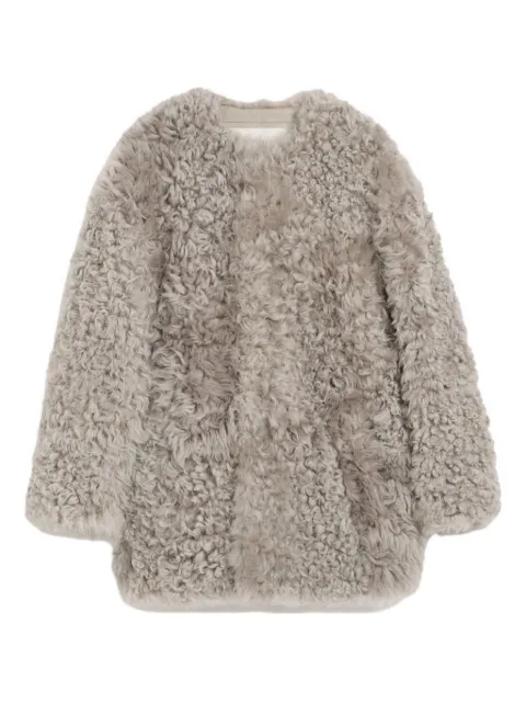 AMI Paris shearling short coat Grey H25FCO470LH0061