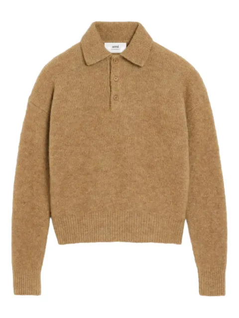 AMI Paris Ami long-sleeve polo shirt Neutrals H25HPL405KN0021