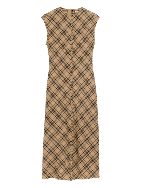 AMI Paris checked wool long dress Brown H25FDR626WO0011