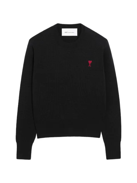 AMI Paris Ami De Coeur wool crew-neck sweater Black H26FKS826001