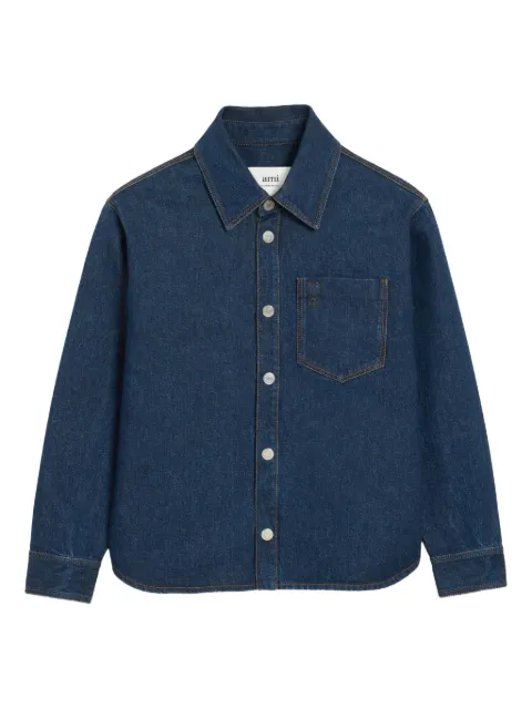 AMI Paris Ami De Coeur cotton overshirt Blue E26UJK788DE0104