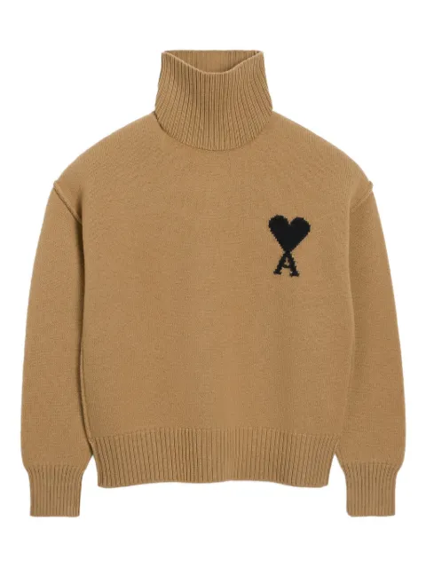 AMI Paris Ami de Coeur funnel-neck sweater Brown H25UKS839018