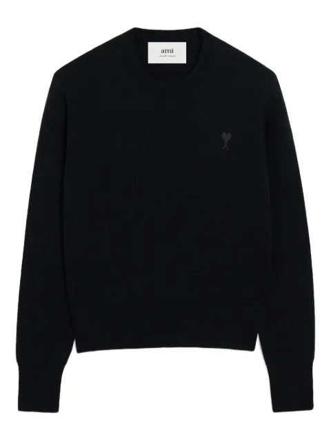 AMI Paris wool crewneck sweater with contrasted Ami de Coeur Black H26FKS826001