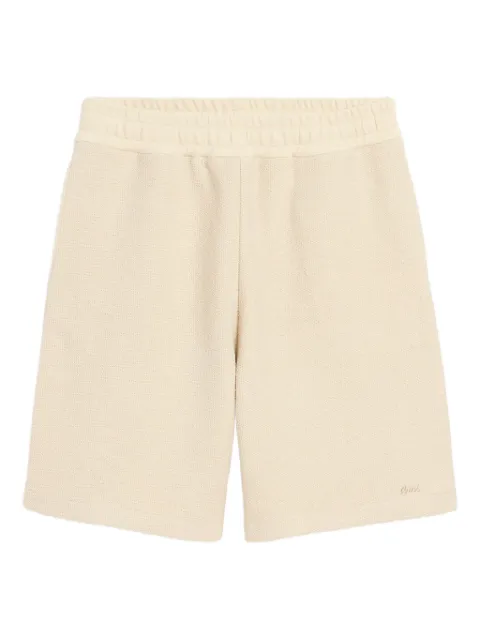 AMI Paris Curly fleece cotton shorts Neutrals H25HSO802JE0169