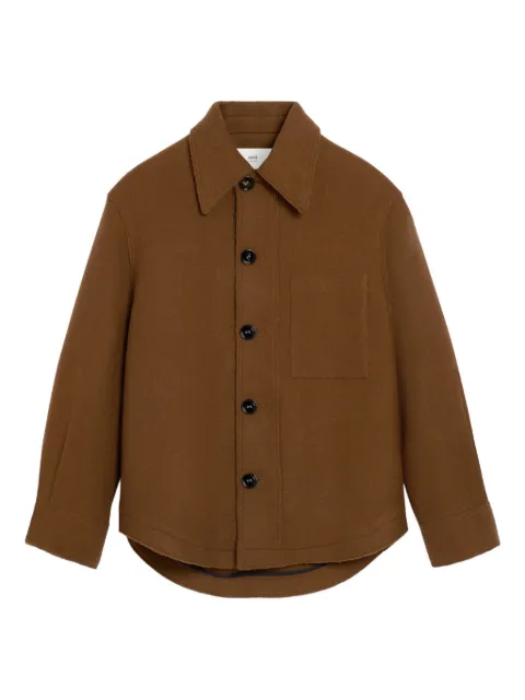 AMI Paris button-up wool jacket Brown H25UJK824WV0078