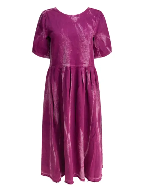 GANNI buckle-fastening pleated midi dress Purple J1672088