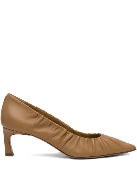 Halmanera 55mm Vale pleated pointed-toe pumps Brown VALE45BARONCARAMEL