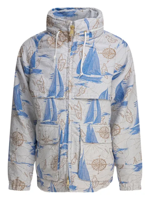 BEAMS PLUS nautical-print hooded jacket Neutrals 3818065613990