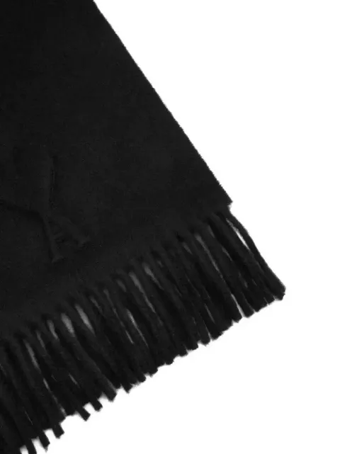 AMI Paris Ami De Coeur embossed wool scarf Black H25USF674AW0059