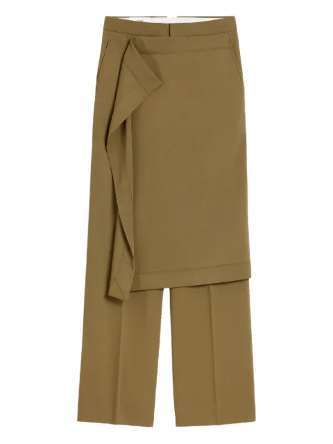 AMI Paris draped-detail wool trousers Green H25FTR809WV0067