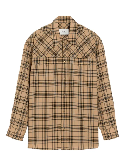 AMI Paris Lumberjack checked wool shirt Brown H25USH777WO0011