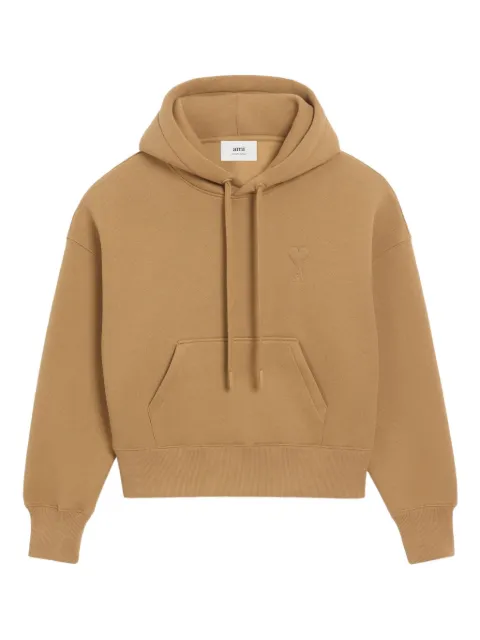 AMI Paris Ami De Coeur cotton hoodie Brown H25USW756749
