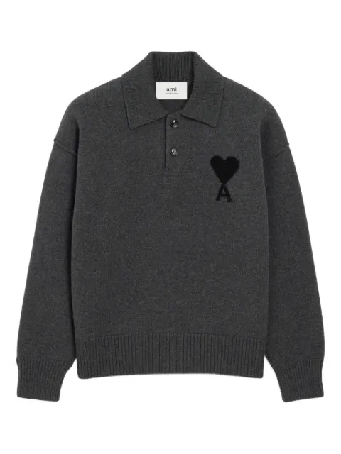 AMI Paris wool Ami De Coeur polo Grey E26UPL409018