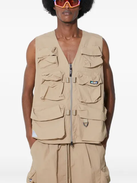 MANASTASH multi-pocket mesh-panel vest Neutrals 7924157002