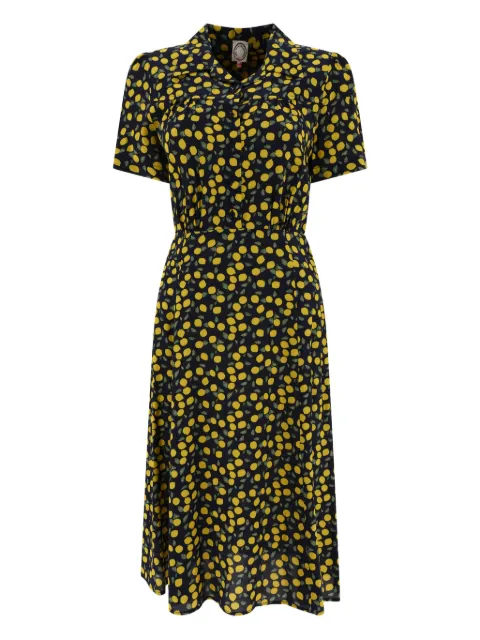 Inès De La Fressange Angele lemon-pattern midi shirt dress Blue 12R031VE051F017