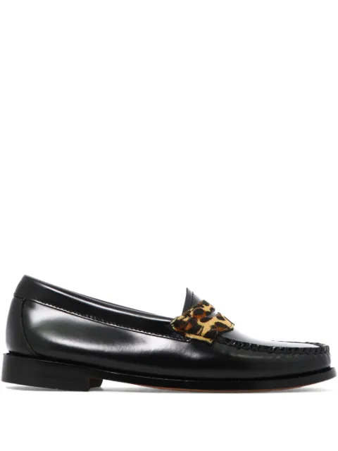 G.H.Bass leopard-print strap loafers Black BA41090003