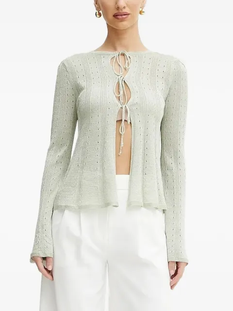TWINSET tie-front eyelet cardigan Green 251TT3181