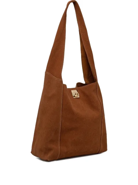 TWINSET large Ventotene suede clasp tote bag Brown 251TS8011