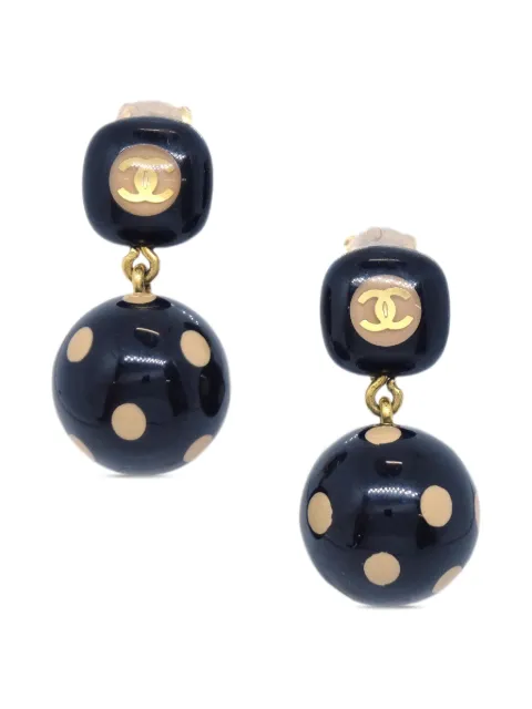 CHANEL Pre-Owned 2000s polka-dot dangle earrings Black ER176039