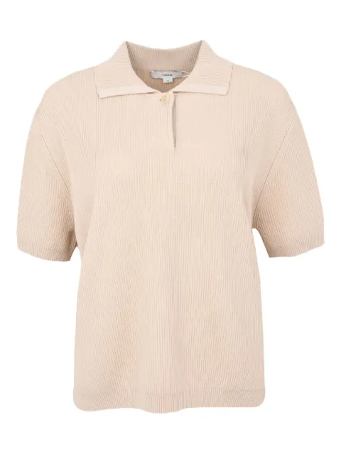 Vince ribbed polo shirt Neutrals V128479735