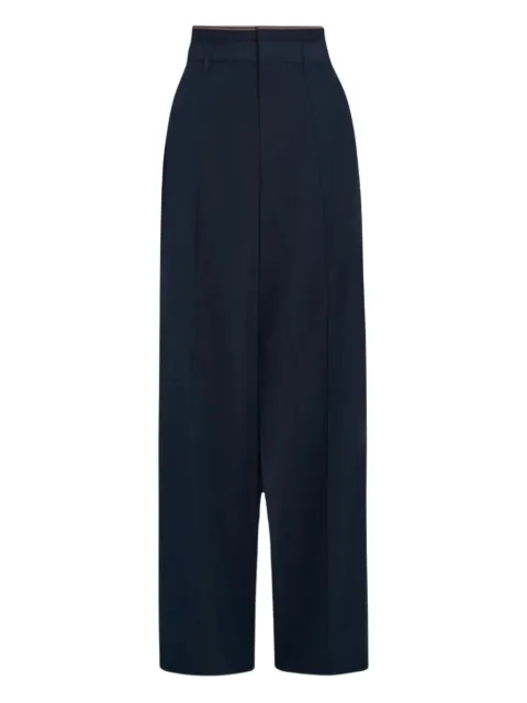 Vince ribbed-trim straight trousers Blue V125022436