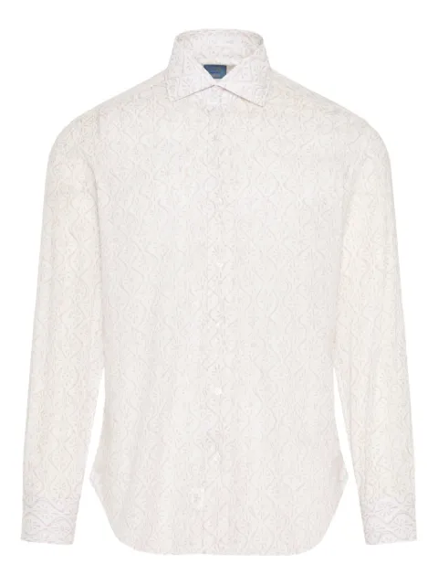 Barba floral-patter long-sleeve shirt White L4U13P0147040U