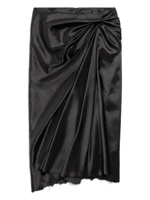 Balenciaga draped raw-edge midi skirt Black 831248TSO91