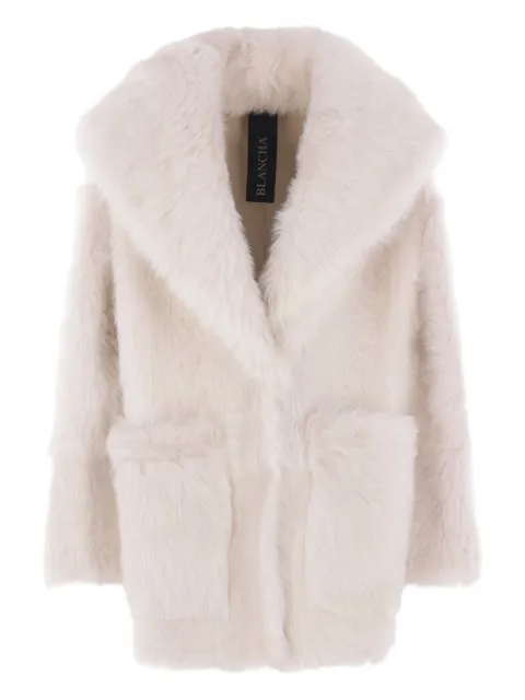 Blancha wide-collar sheerling coat Neutrals 25028300LATTE