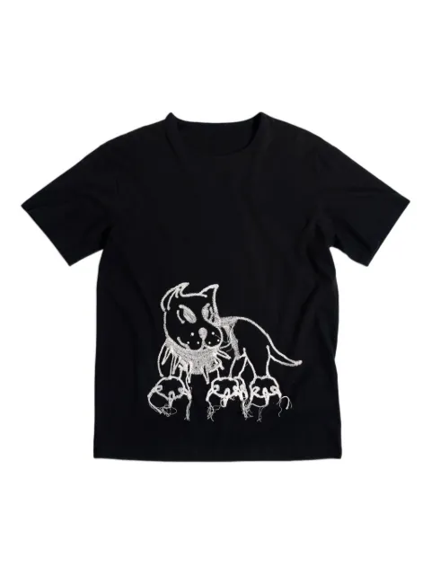 CHITÈ dog-embroidered T-shirt Black C0225T004