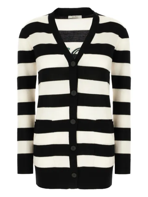 Max Mara striped virgin-wool cardigan Black FIEMME