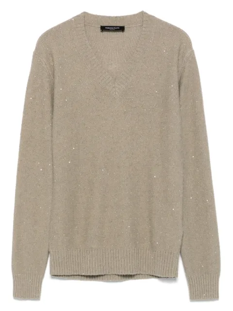 Fabiana Filippi sequin-embellished v-neck sweater Green MAD215F531D2960000