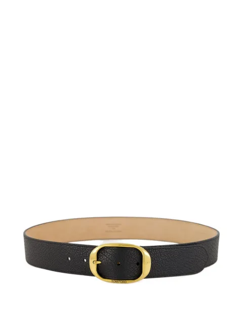 TOM FORD grain-leather oval-buckle belt Black TB279LCL242X