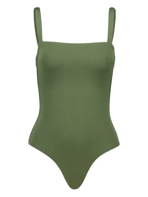 Matteau crinkle square-neck swimsuit Green SQURM