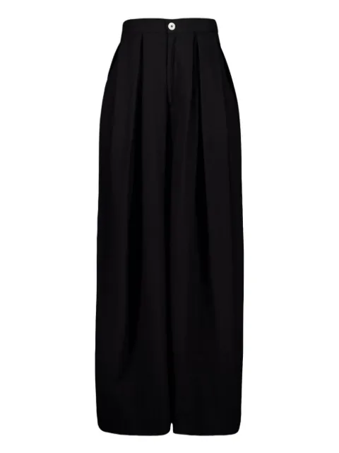 Marrakshi Life pleated-front cotton trousers Black C18061