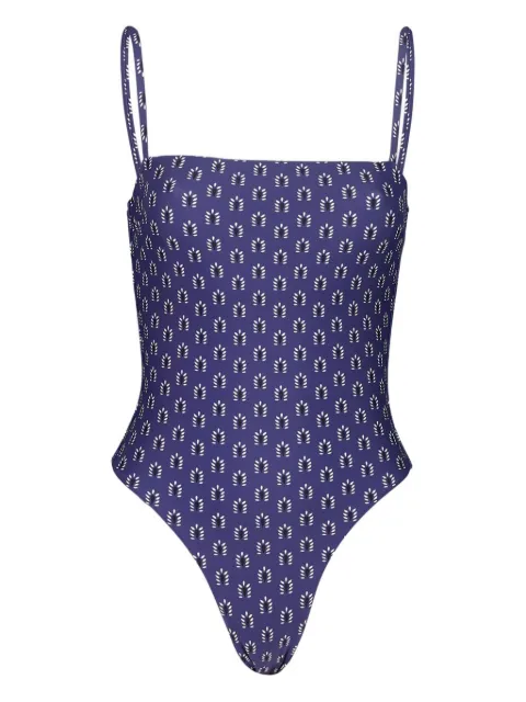 Matteau Malliot square-neck swimsuit Blue PTSQM