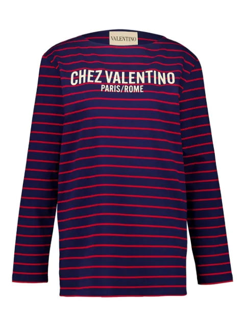 Valentino Garavani striped logo-print T-shirt Blue BMG24W9GH