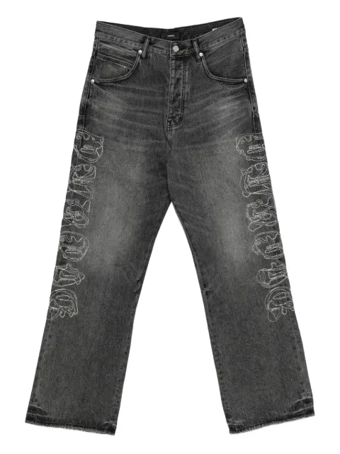 Purple Brand embroidered wide-leg jeans Grey P018TGWB425