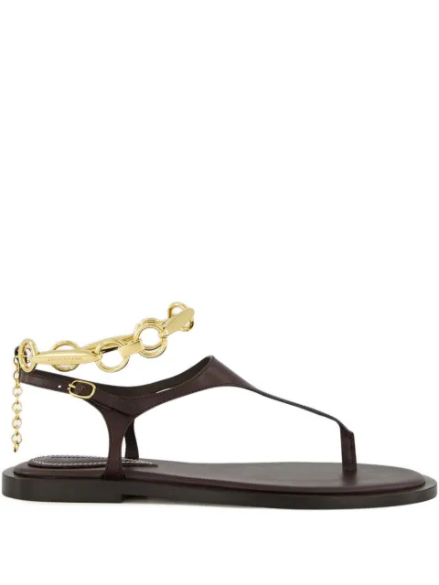 ZIMMERMANN Wild chain-embellished leather sandals Brown 2695FS25A1