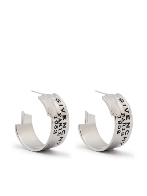 Givenchy logo-engraved hoop earrings Silver BF1165F003
