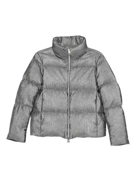 Herno metallic-effect quilted jacket Grey PI00158DR12728