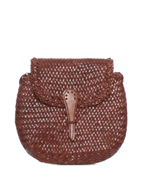 DRAGON DIFFUSION mini City woven leather cross body bag Brown 8934