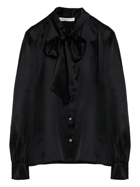 Alessandra Rich bow-neck satin shirt Black FABX3812F4376