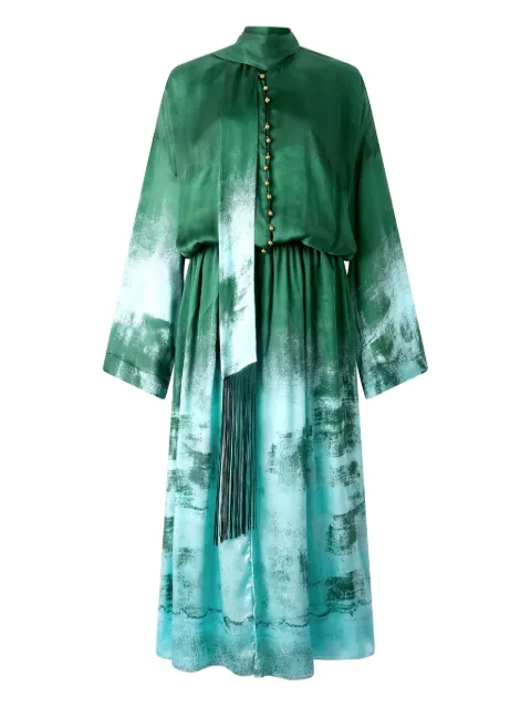 Roberto Cavalli silk button-up dress Green VKT123CTP69