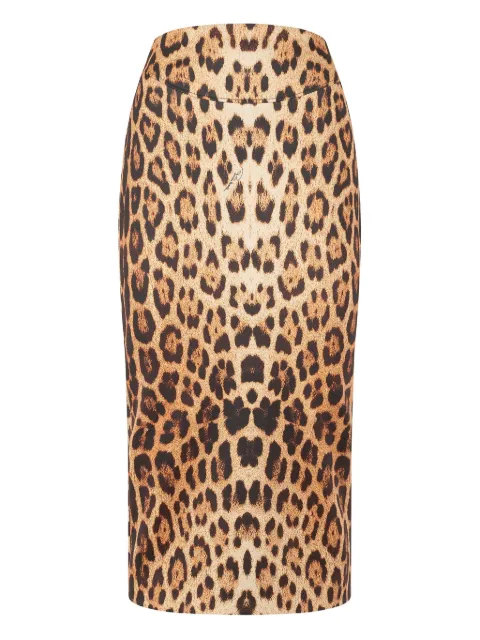 Roberto Cavalli jaguar-print pencil skirt Brown VKT301JMP73