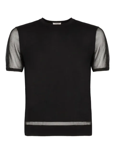 Agnona mesh-panel knitted t-shirt Black K1070650K180I